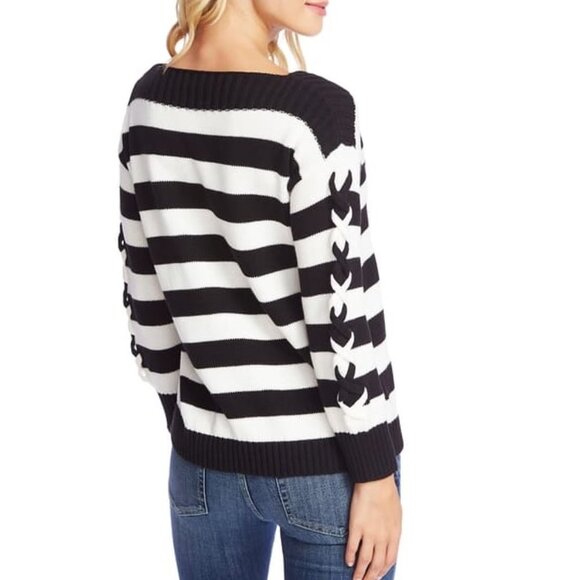 🎁 CeCe by Cynthia Steffe Stripe Boat Neck Sweater - Picture 2 of 6
